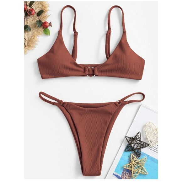 Ribbed O-Ring Bikini Bathing Suit - Picture 2 of 4